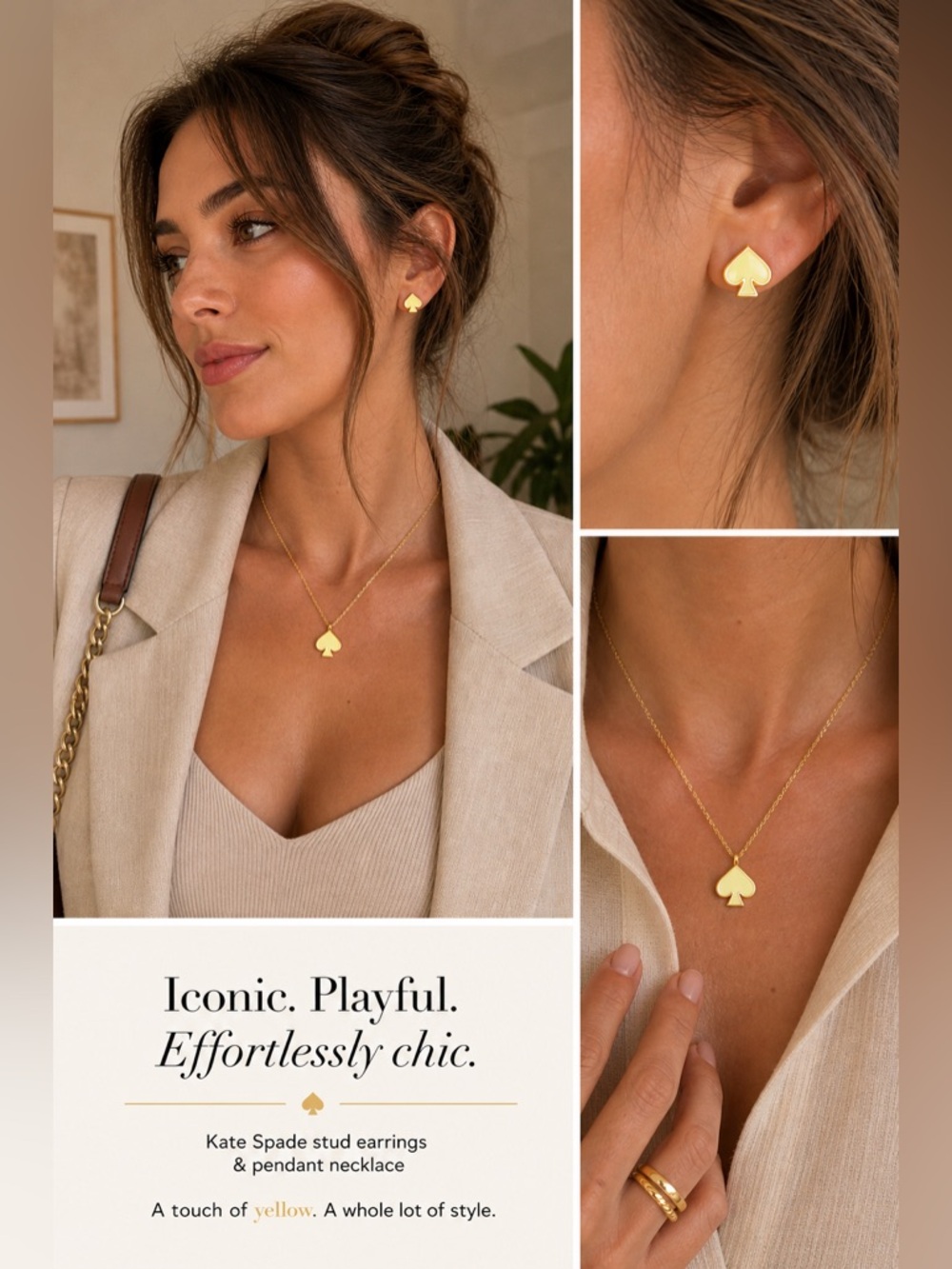 NEW with Tags! Kate Spade Yellow Spade Earrings and Necklace Set